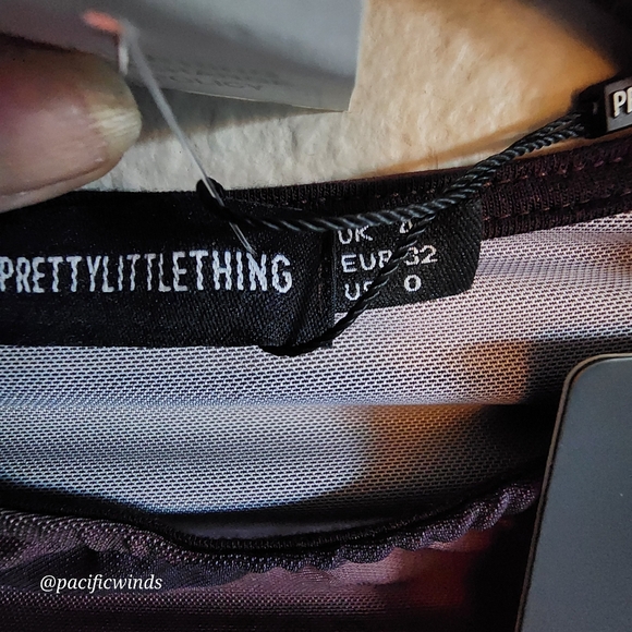 PRETTY LITTLE THING SHEER MESH BROWN PRINTED MIDAXI & BODYSUIT SIZE 0 c - Picture 5 of 10